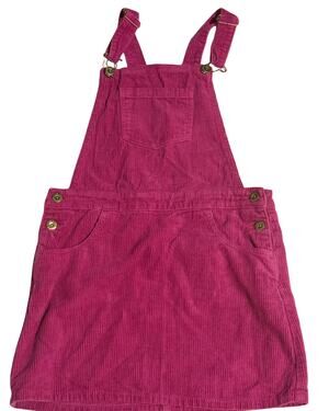 Forever 21 Girls Corduroy Jumper Dress Size 11/12 Hot Pink Overall Y2K